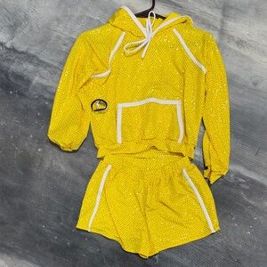 Sparkling Yellow Kids Dance Costume Set